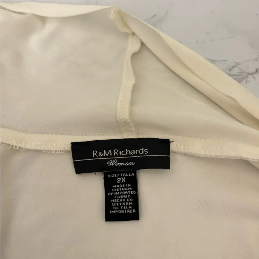 Vtg R&M Richards by Karen Kwong Sz 2x Womens Open Cardigan Cream Ivory Drape​ - Picture 9 of 9